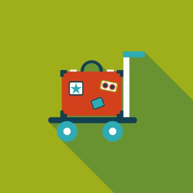 Vintage seyahat bavul, uzun gölge ile düz simgesi