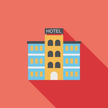 otel uzun gölge düz simgesi