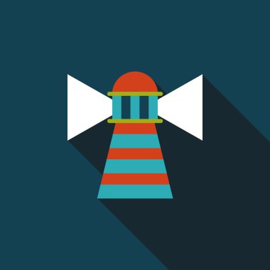 Deniz feneri ile uzun gölge düz simgesi