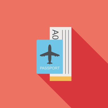 uzun gölge ile hava bilet düz simgesi