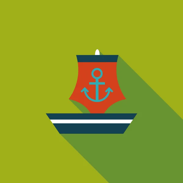 Płaski ikona jacht z długi cień — Wektor stockowy