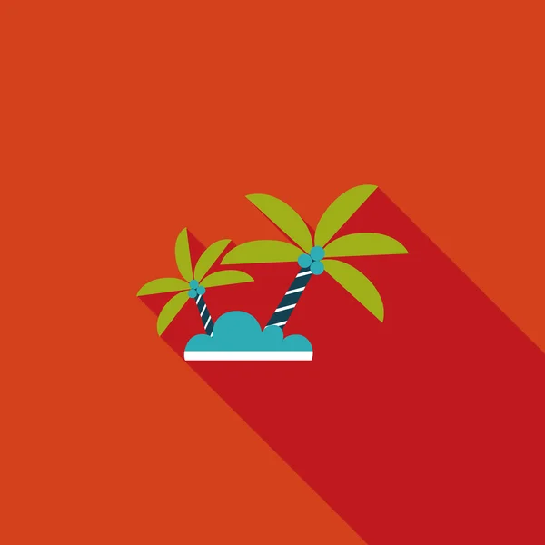 Palm boom platte pictogram met lange schaduw — Stockvector