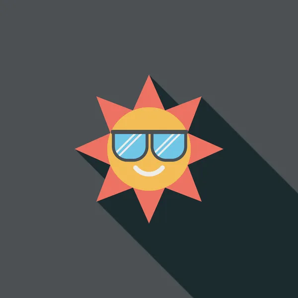 Icône plate soleil avec ombre longue — Image vectorielle