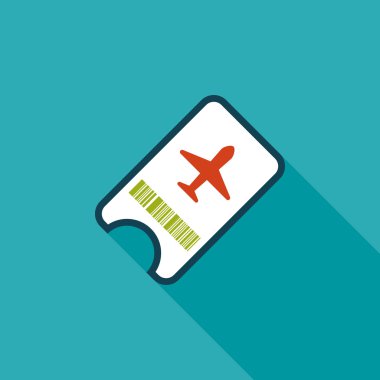 uzun gölge ile hava bilet düz simgesi