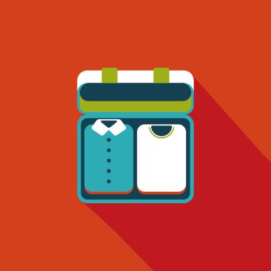 Vintage seyahat bavul, uzun gölge ile düz simgesi