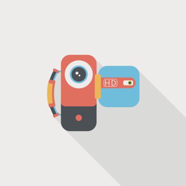 uzun gölge ile video kamera düz simgesi