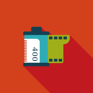 kamera film, uzun gölge ile düz simgesi