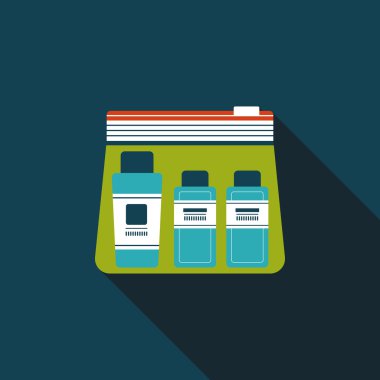 uzun gölge ile kozmetik kapları düz simgesi