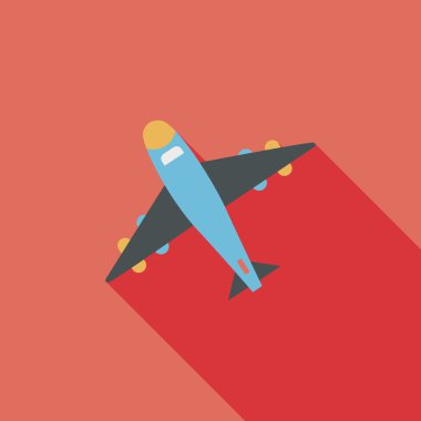 uzun gölge ile uçak düz simgesi