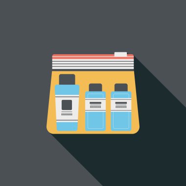 uzun gölge ile kozmetik kapları düz simgesi