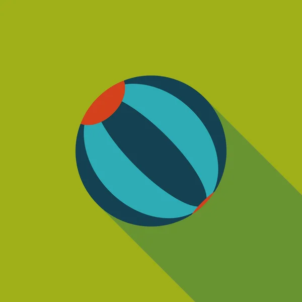 Balle de plage icône plate avec ombre longue — Image vectorielle