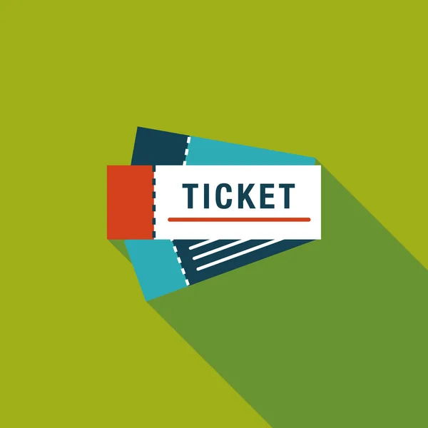 Icona Ticket Flat con lunga ombra — Vettoriale Stock
