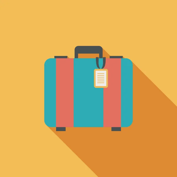 ビンテージ旅行スーツケース、長い影とフラット アイコン — ストックベクタ