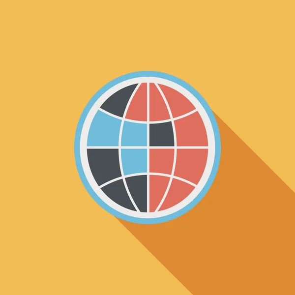 Icône globe, icône plate avec ombre longue — Image vectorielle