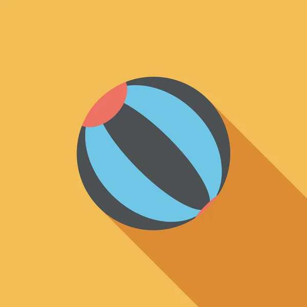 Plážový míč ploché ikony s dlouhý stín — Stockový vektor