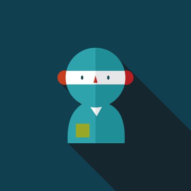 tıbbi insanlarla uzun gölge stetoskoplar düz simgesi