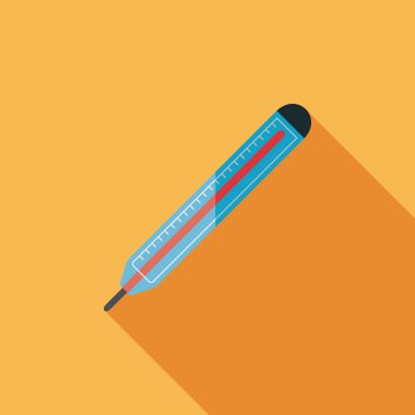 termometre ile uzun gölge düz simgesi