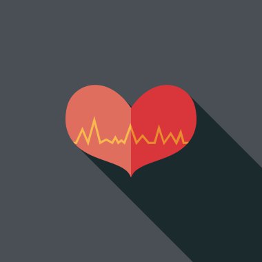 EKG kalp düz simgesi ile uzun gölge