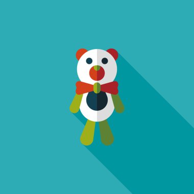 oyuncak ayı uzun gölge düz simgesi