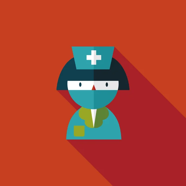 Médecine infirmières icône plate avec ombre longue — Image vectorielle