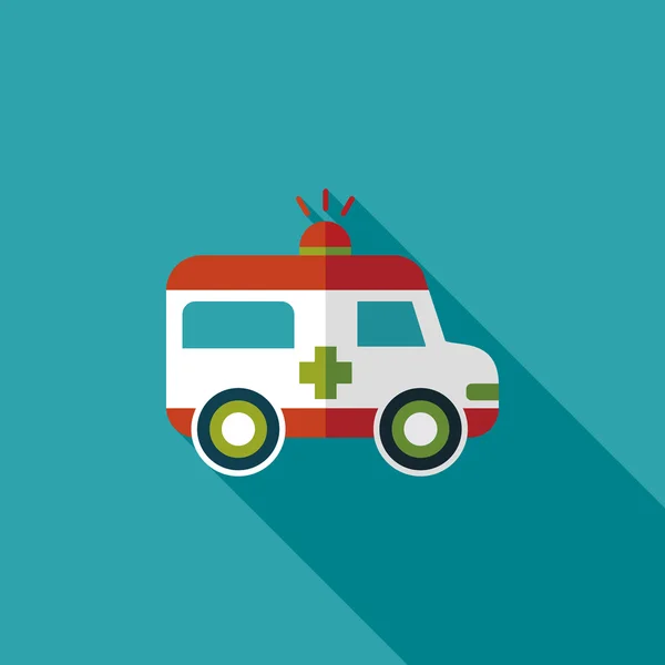 Ambulance flat icon with long shadow — Stock Vector