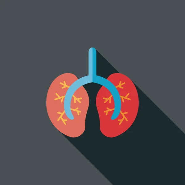 Lungs icono plano con sombra larga — Vector de stock