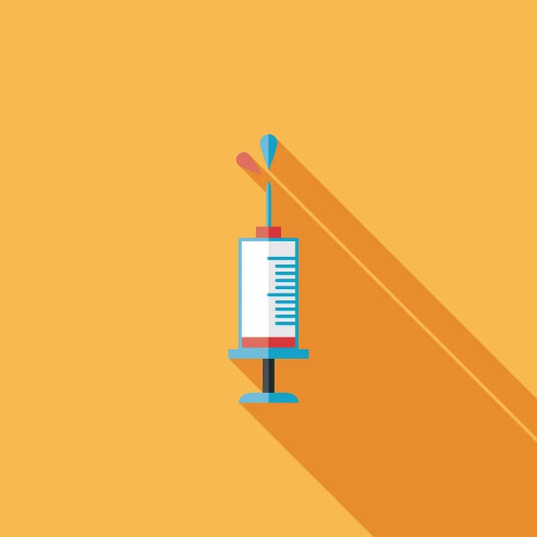 Syringe flat icon with long shadow — Stock Vector