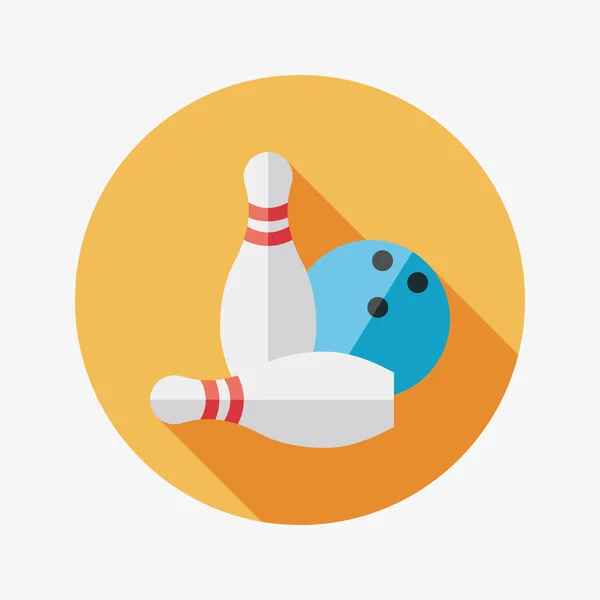 Juego de bolos icono plano con sombra larga — Vector de stock