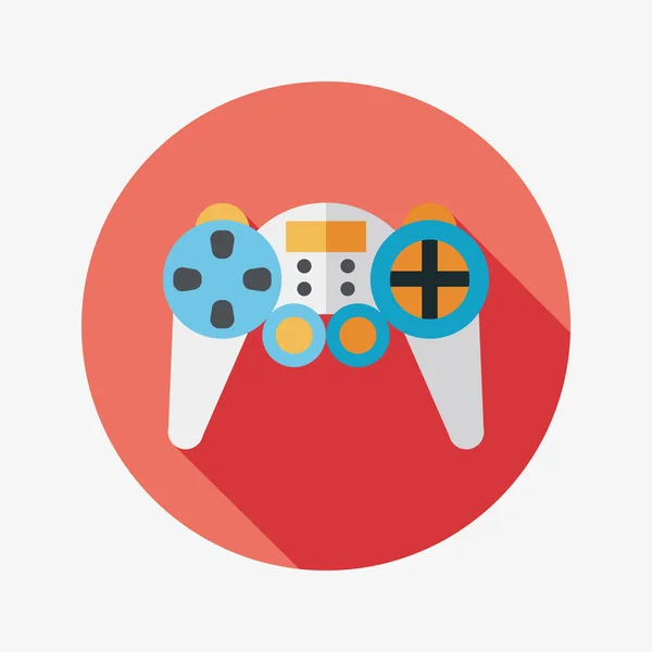 Controlador de juego icono plano con sombra larga — Vector de stock