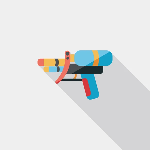 Vodní pistole ploché ikony s dlouhý stín — Stockový vektor