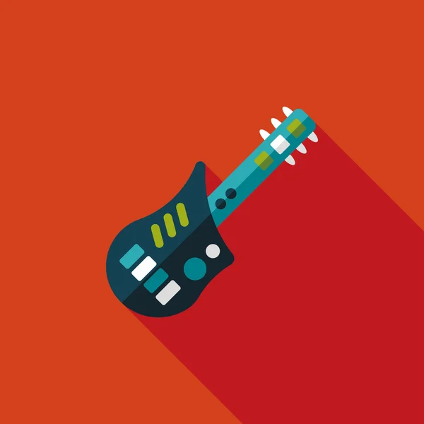 Guitare icône plate avec ombre longue — Image vectorielle