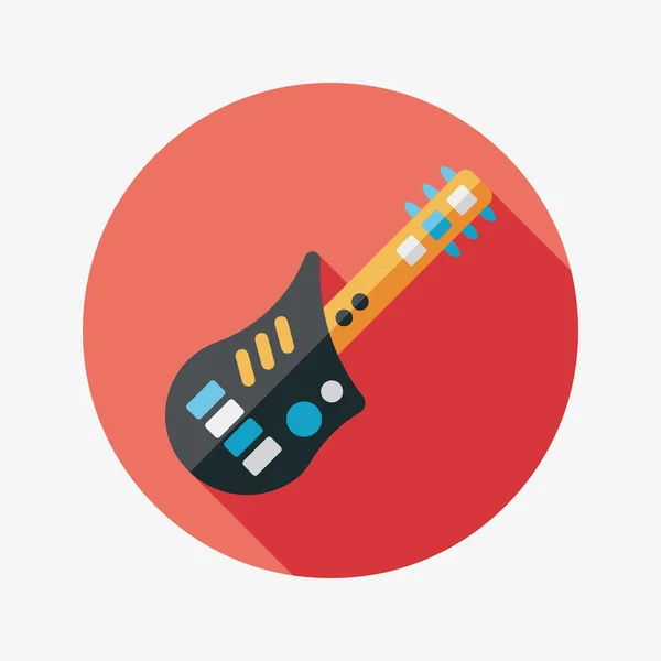 Guitare icône plate avec ombre longue — Image vectorielle