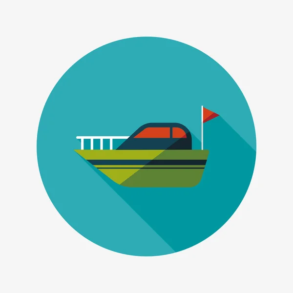 Yacht flat ikonen med långa skugga — Stock vektor