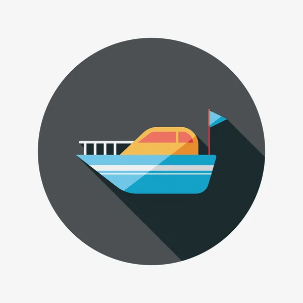 Yacht flat ikonen med långa skugga — Stock vektor