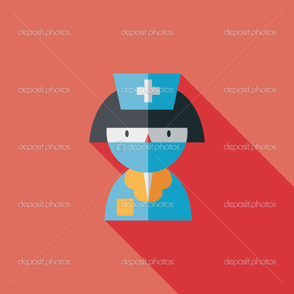 長い影と医学看護師フラット アイコン ストックベクター C Eatcute