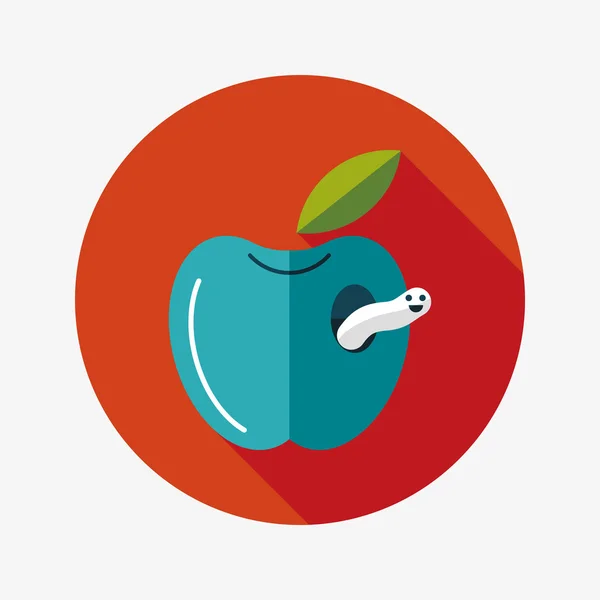 Icona piatto Apple con lunga ombra — Vettoriale Stock
