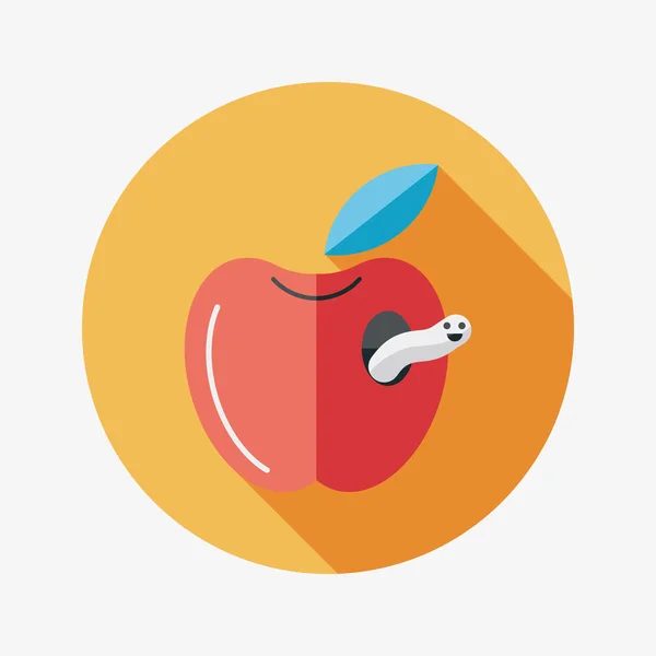 Płaski ikona jabłko z długi cień — Wektor stockowy