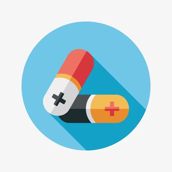 Pills flat icon with long shadow — Stock Vector