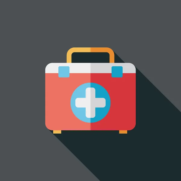 First aid kit flat icon with long shadow — Stock Vector