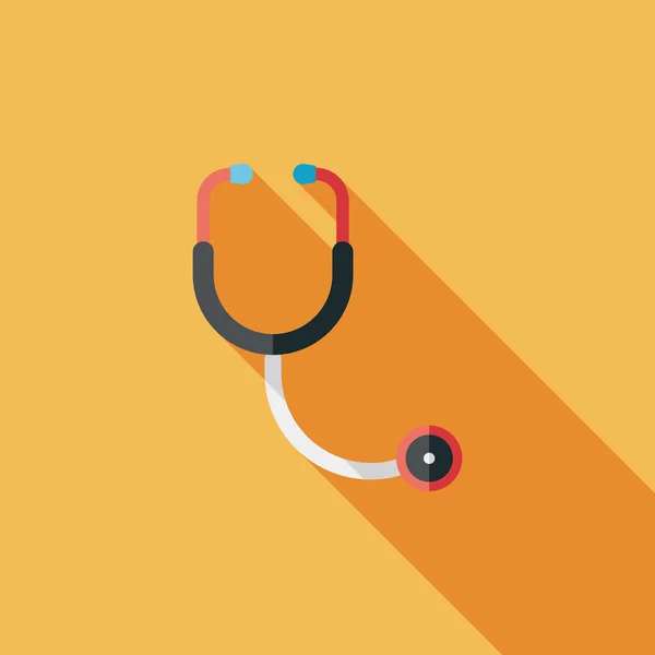 Stetoskop platt ikon med lång skugga — Stock vektor