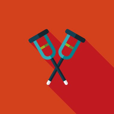 koltuk değneği ile uzun gölge düz simgesi