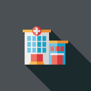 Hastanede uzun gölge ile düz simgesi oluşturma