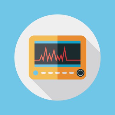 yoğun bakımda izlemek. uzun gölgeler ile düz stil ikonu