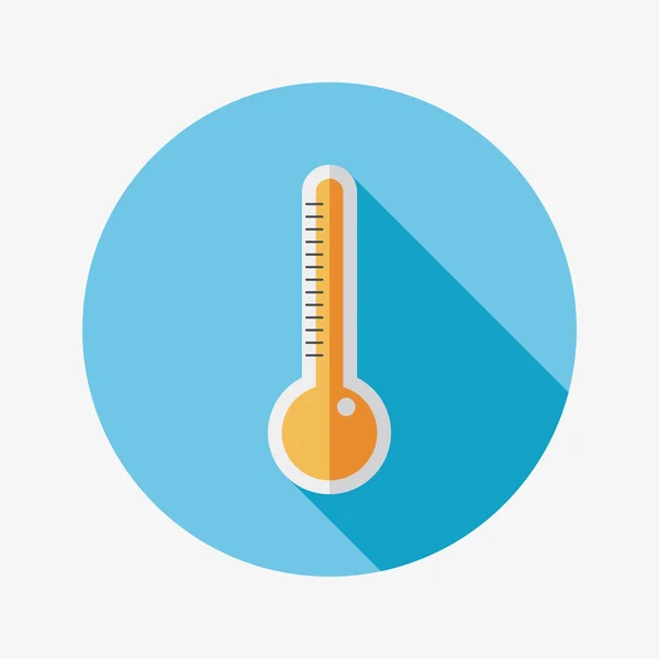 Thermometer flat icon with long shadow — Stock Vector