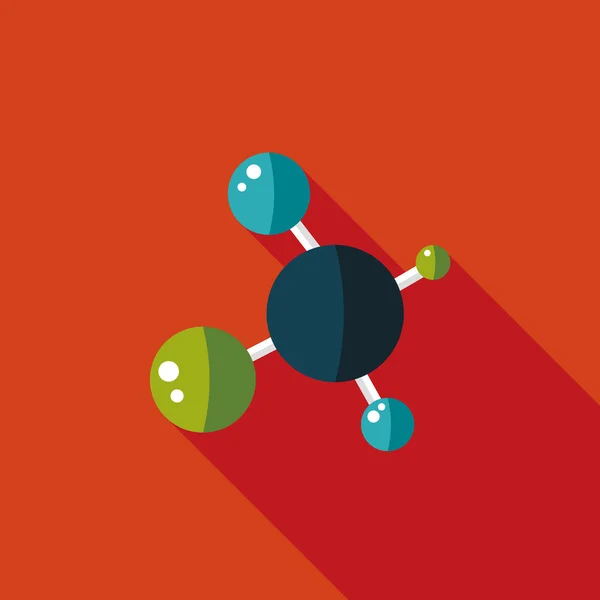Icône plate Molécule avec ombre longue — Image vectorielle