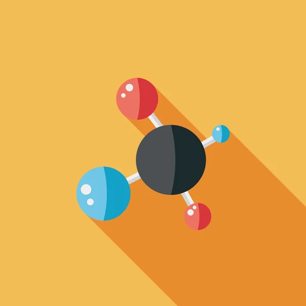 Icono plano de molécula con sombra larga — Vector de stock