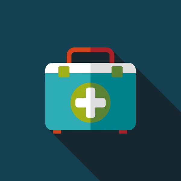 First aid kit flat icon with long shadow — Stock Vector