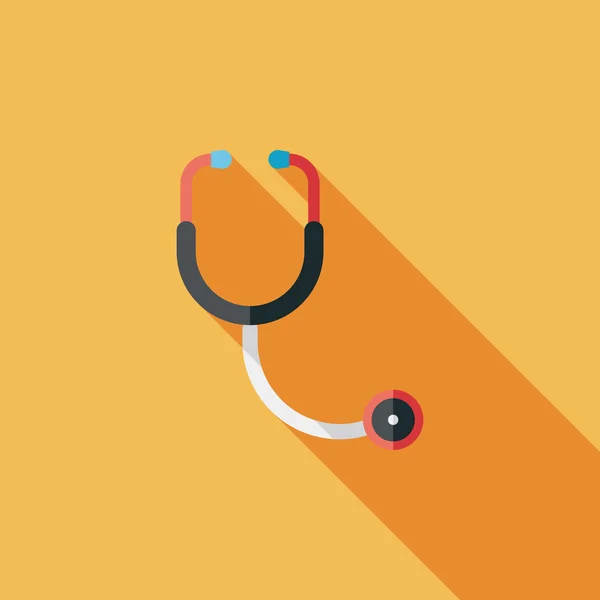 Stethoscope flat icon with long shadow — Stock Vector