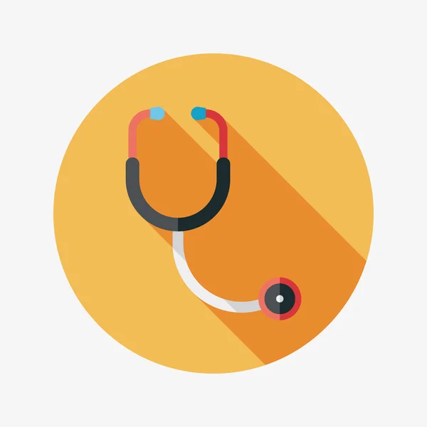 Stethoscope flat icon with long shadow — Stock Vector