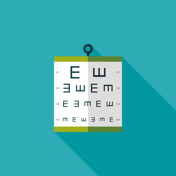 Eye test chart flat icon with long shadow — Stock Vector